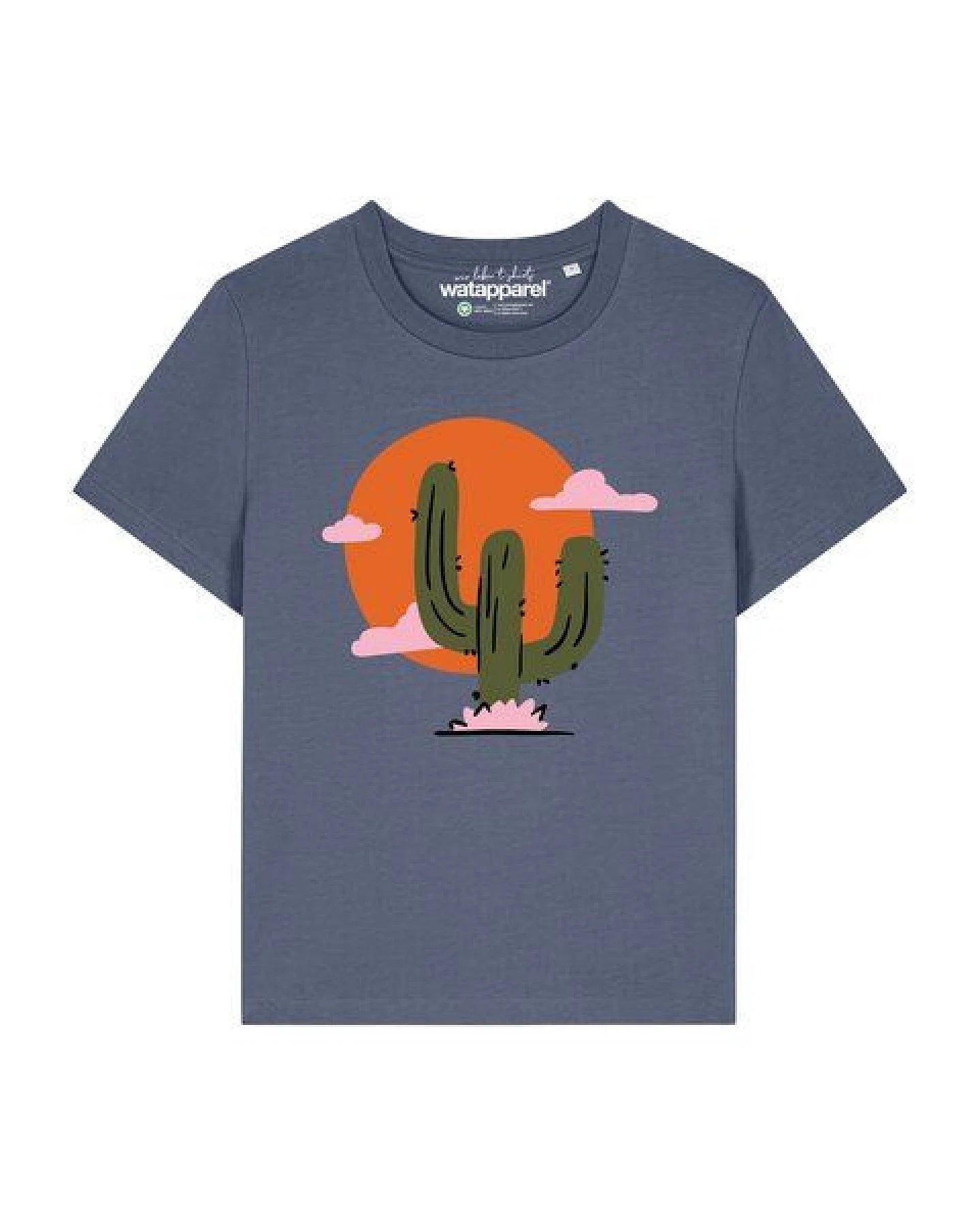 watapparel T-Shirt Frauen Kaktus im Sonnenuntergang – Ansicht 2