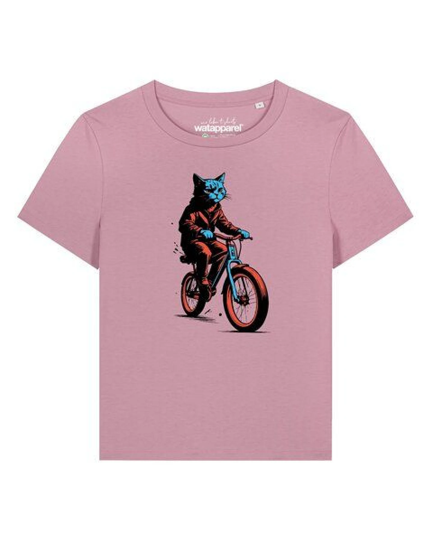 watapparel T-Shirt Frauen Katze auf Fahrrad – Ansicht 2