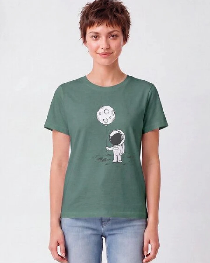 watapparel T-Shirt Frauen Kleiner Astronaut mit Luftballon