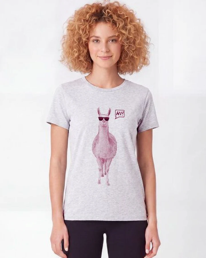 watapparel T-Shirt Frauen Lama sagt Hi