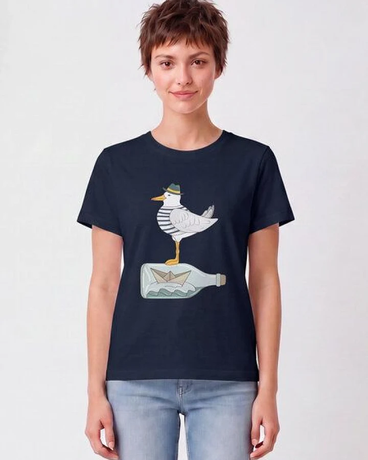 Produktseite: watapparel T-Shirt Frauen Möwe mit Hut