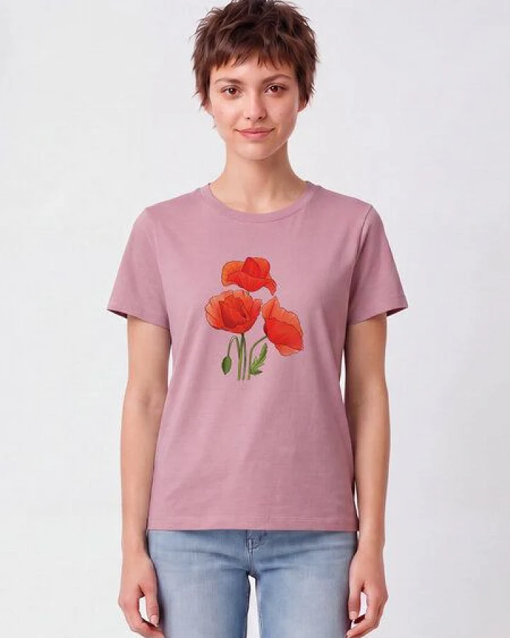 watapparel T-Shirt Frauen Poppy Flowers