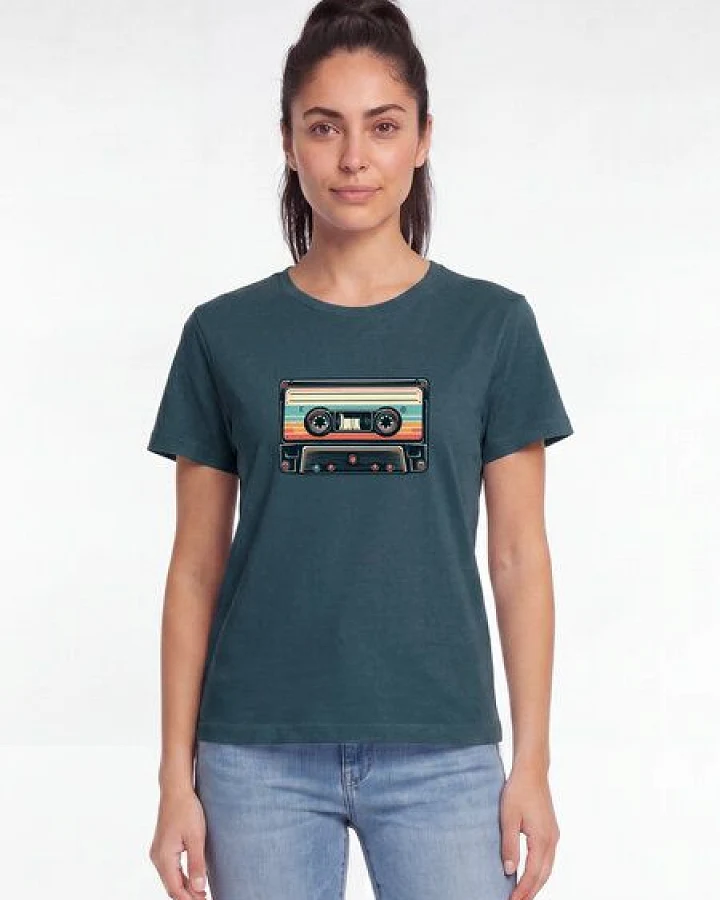 Produktseite: watapparel T-Shirt Frauen Retro Kassette