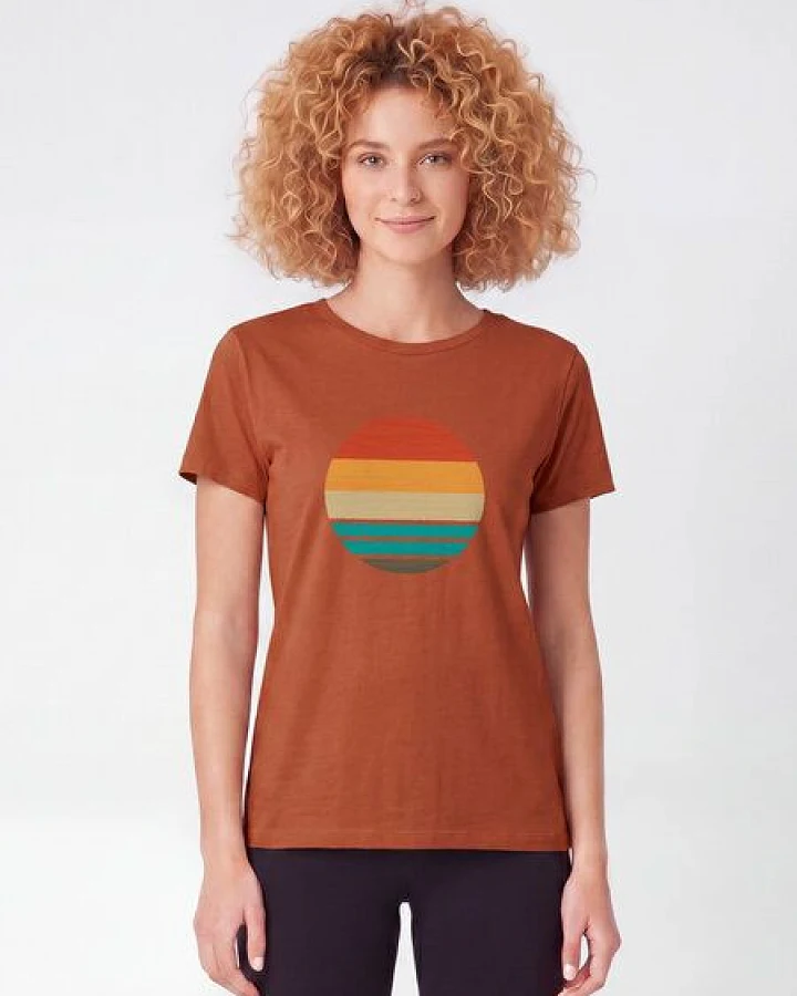 Produktseite: watapparel T-Shirt Frauen Retro Sunset Ocean