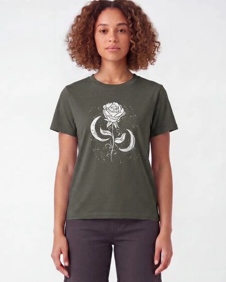 watapparel T-Shirt Frauen Rose und Mond