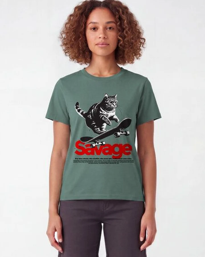 Produktseite: watapparel T-Shirt Frauen Savage Cat