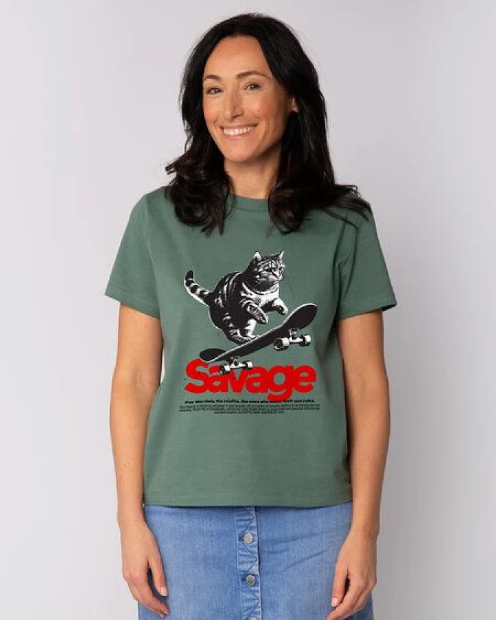 Produktseite: watapparel T-Shirt Frauen Savage Cat