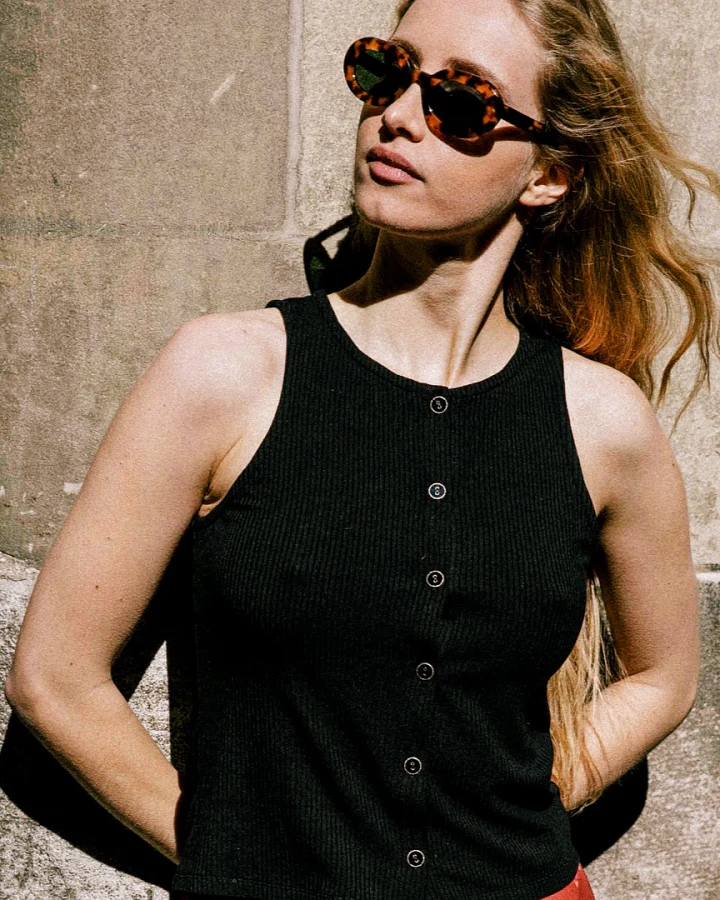 Avani Damen vegan Top Flieder Schwarz