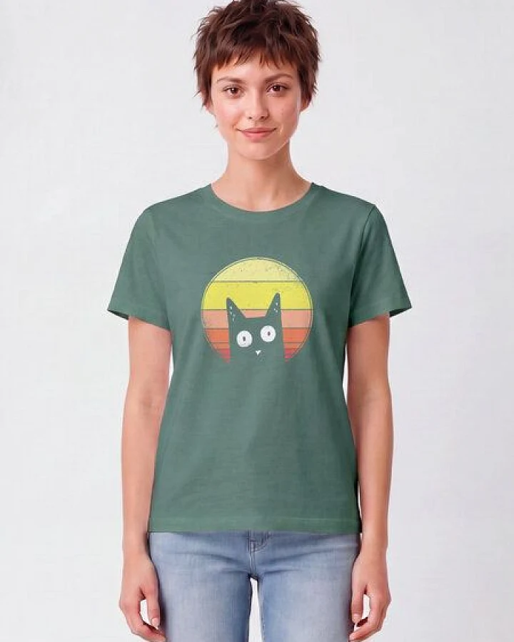 Produktseite: watapparel T-Shirt Frauen Sunset Cat