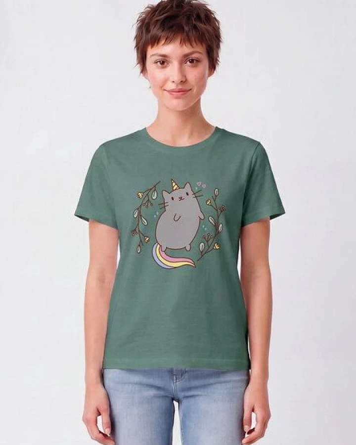 Produktseite: watapparel T-Shirt Frauen Unicorn Cat