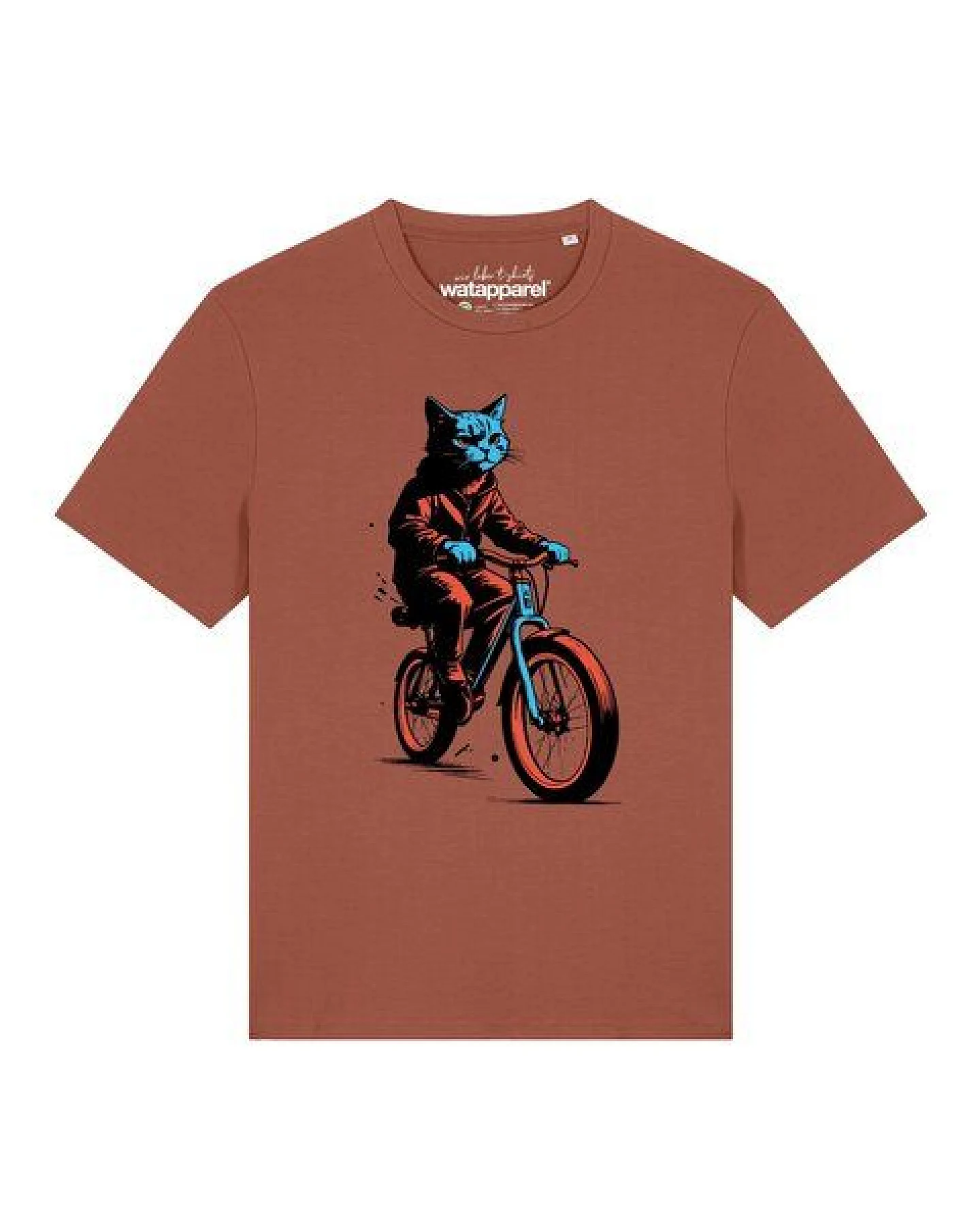 watapparel T-Shirt Unisex Katze auf Fahrrad – Ansicht 2