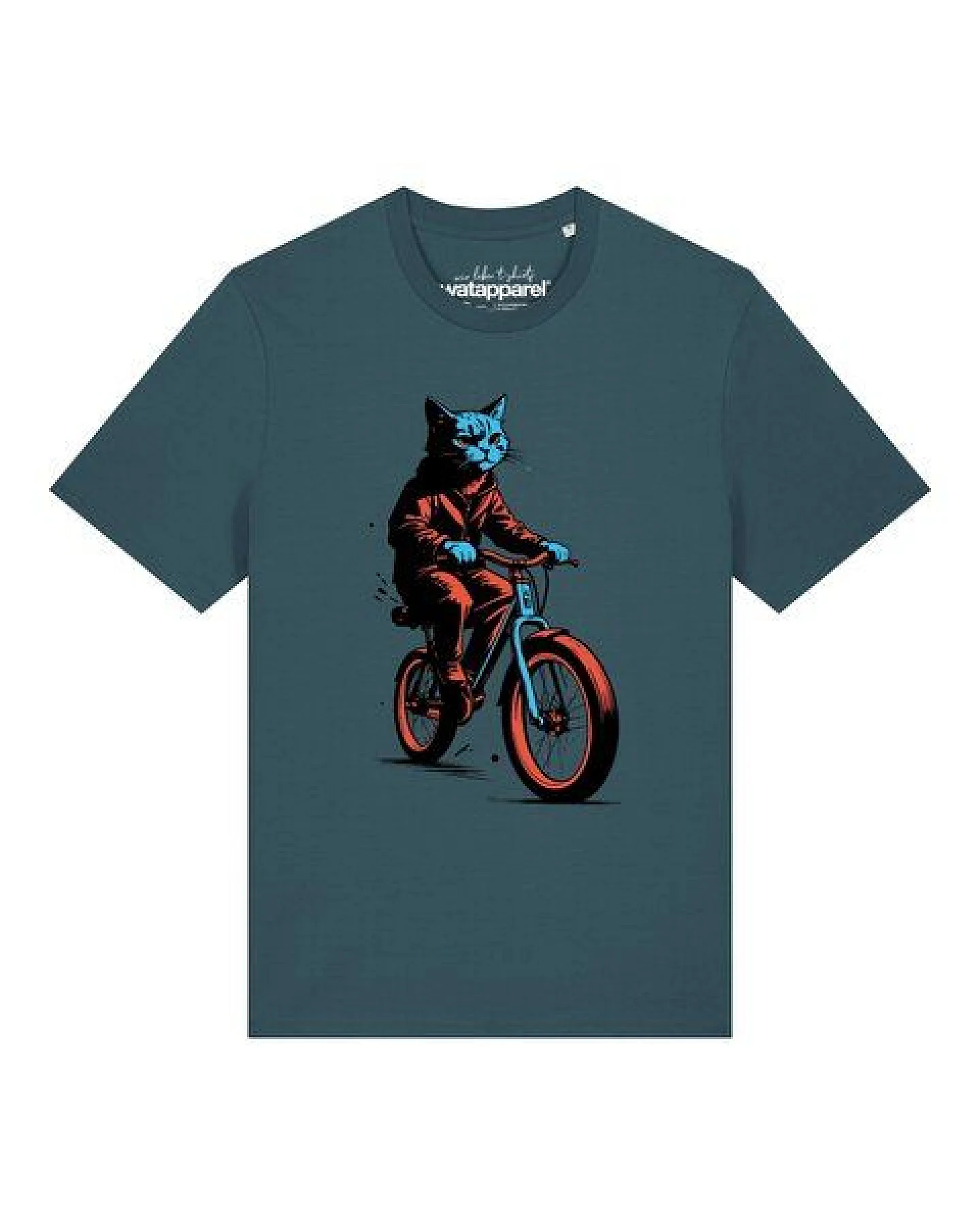 watapparel T-Shirt Unisex Katze auf Fahrrad – Ansicht 2