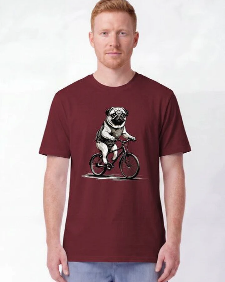 watapparel T-Shirt Unisex Mops auf Fahrrad