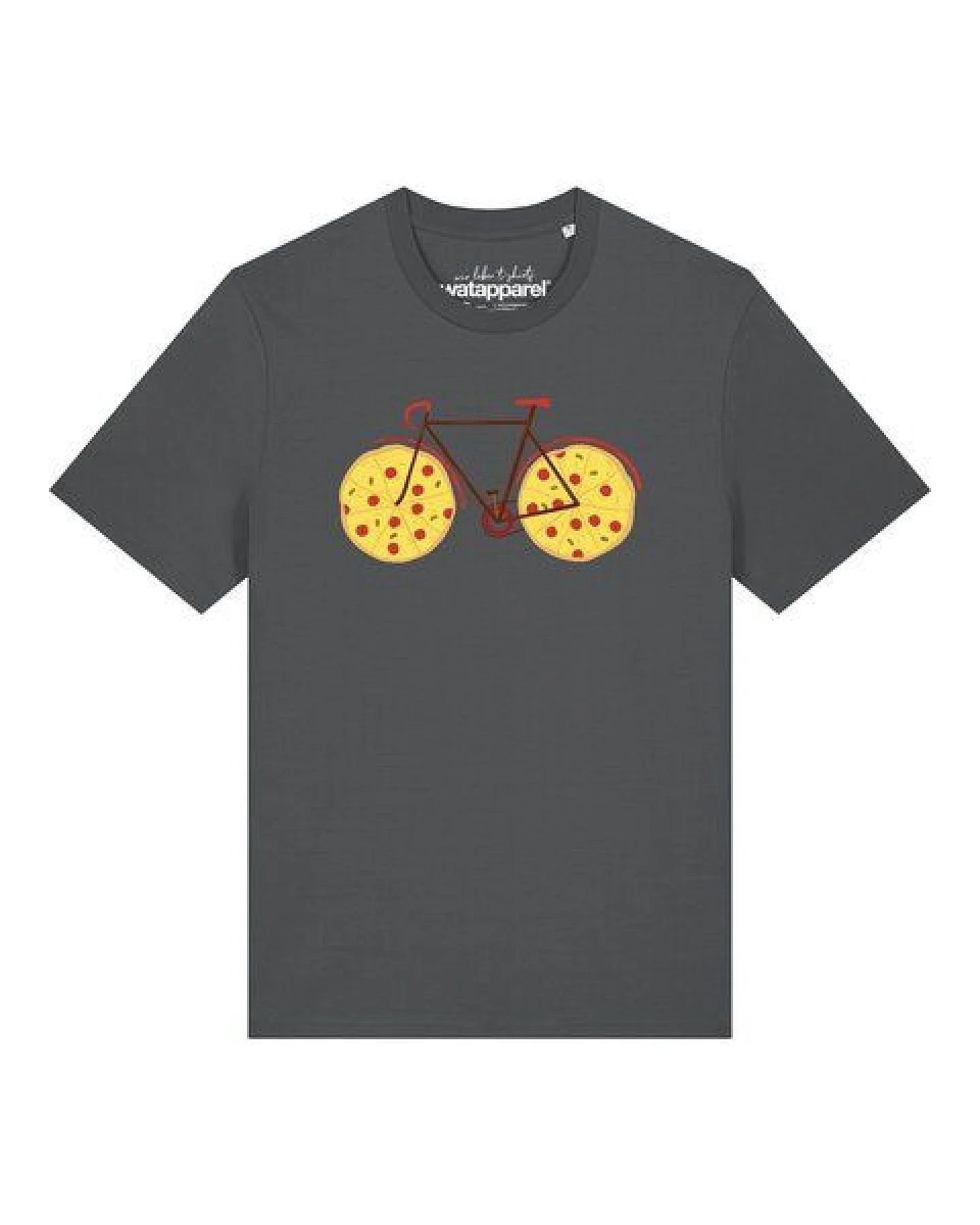 watapparel T-Shirt Unisex Pizza Fahrrad – Ansicht 2
