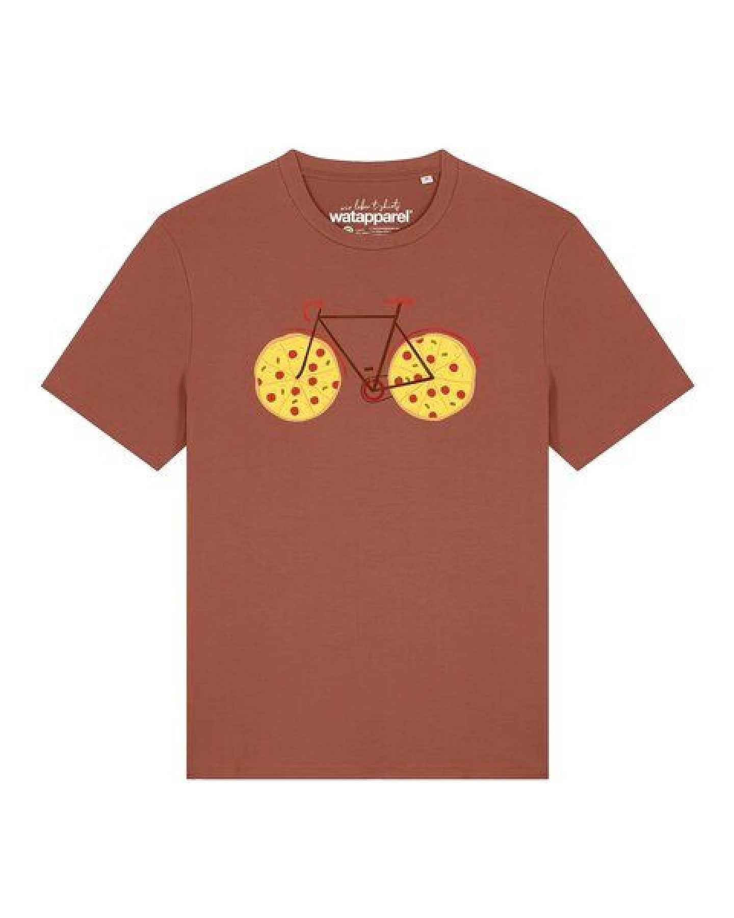 watapparel T-Shirt Unisex Pizza Fahrrad – Ansicht 2