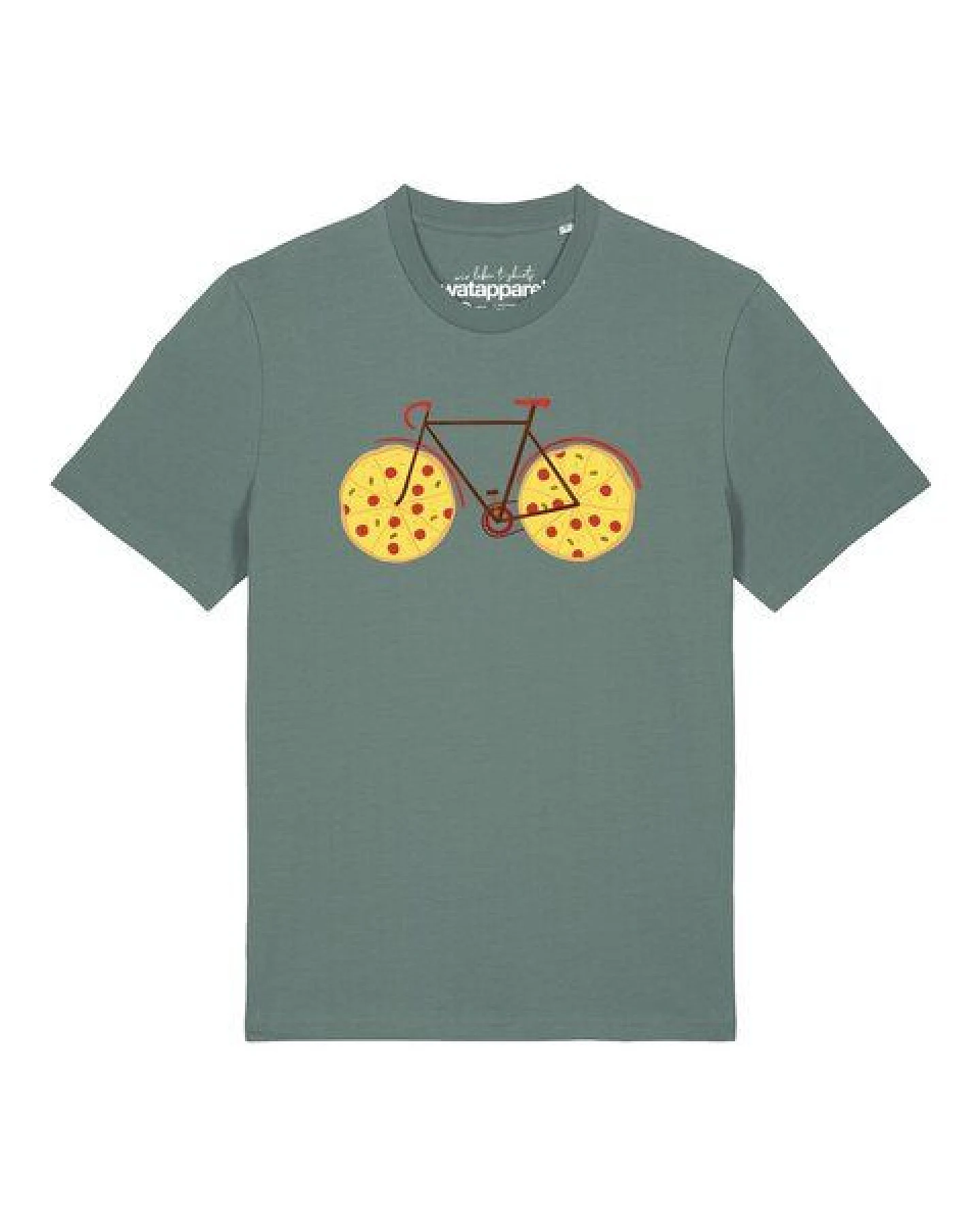 watapparel T-Shirt Unisex Pizza Fahrrad – Ansicht 2