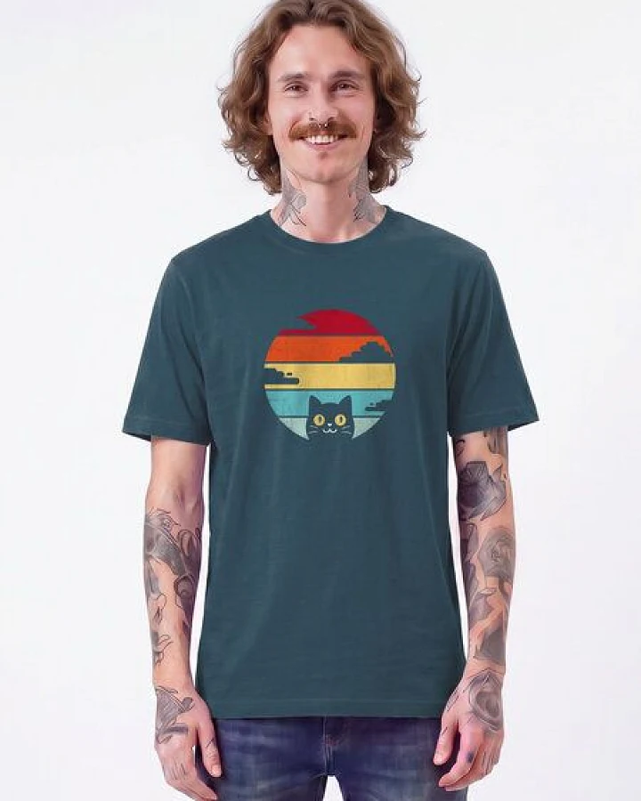 Produktseite: watapparel T-Shirt Unisex Retro Sunset Cat