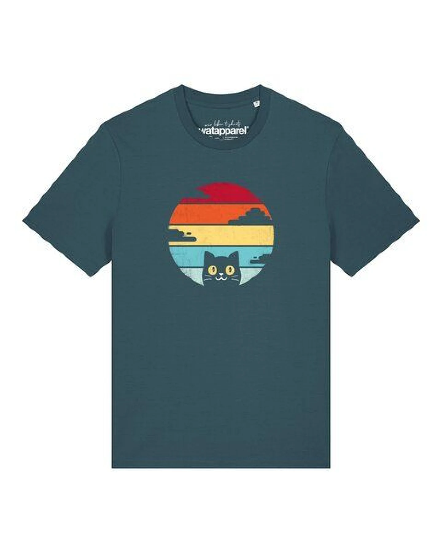 watapparel T-Shirt Unisex Retro Sunset Cat – Ansicht 2