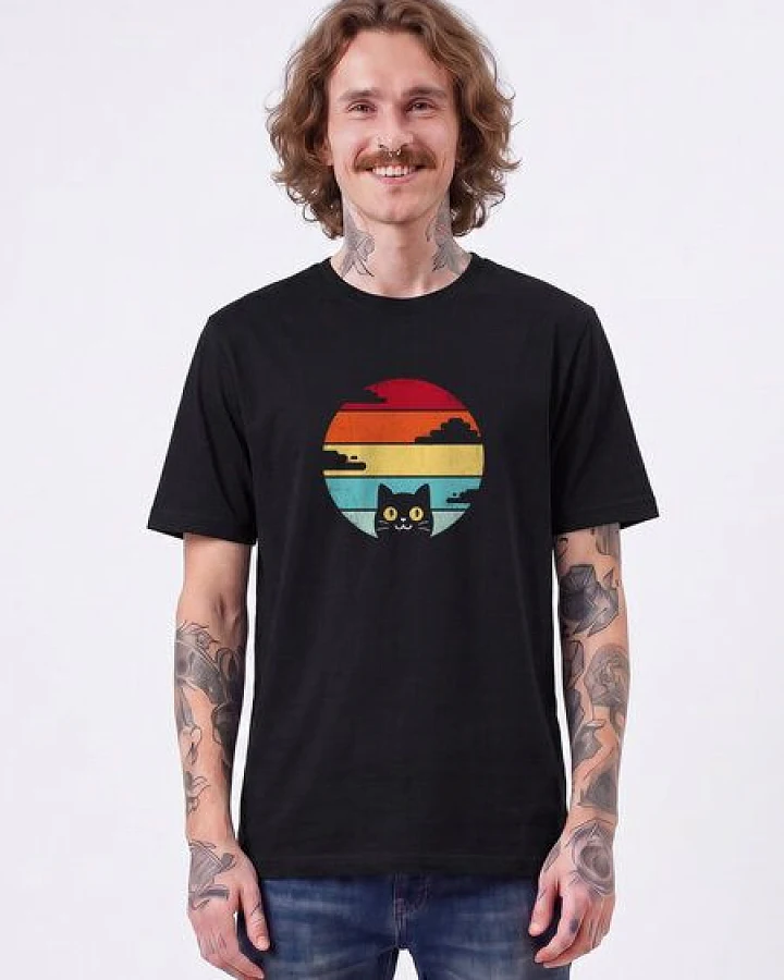 Produktseite: watapparel T-Shirt Unisex Retro Sunset Cat