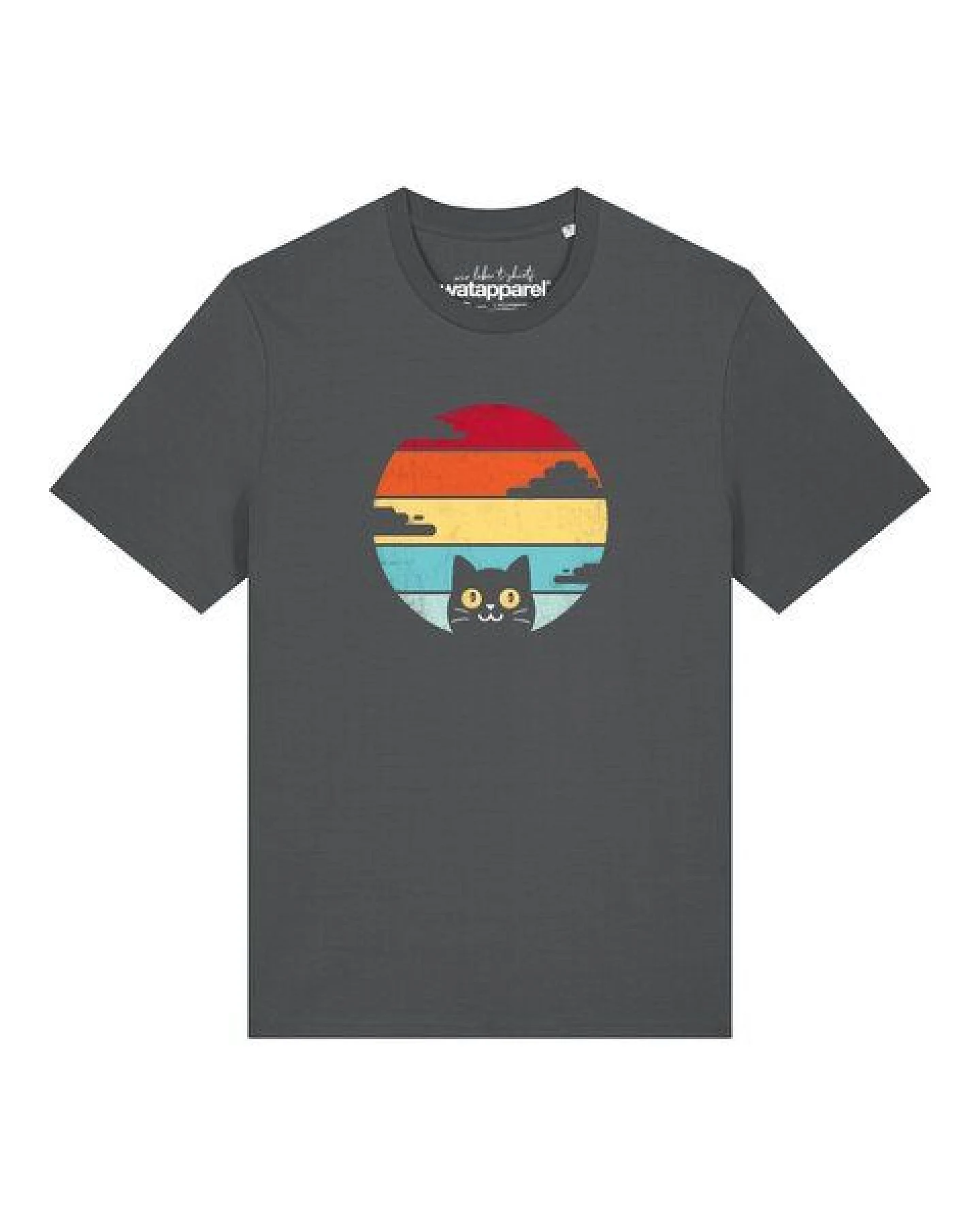 watapparel T-Shirt Unisex Retro Sunset Cat – Ansicht 2