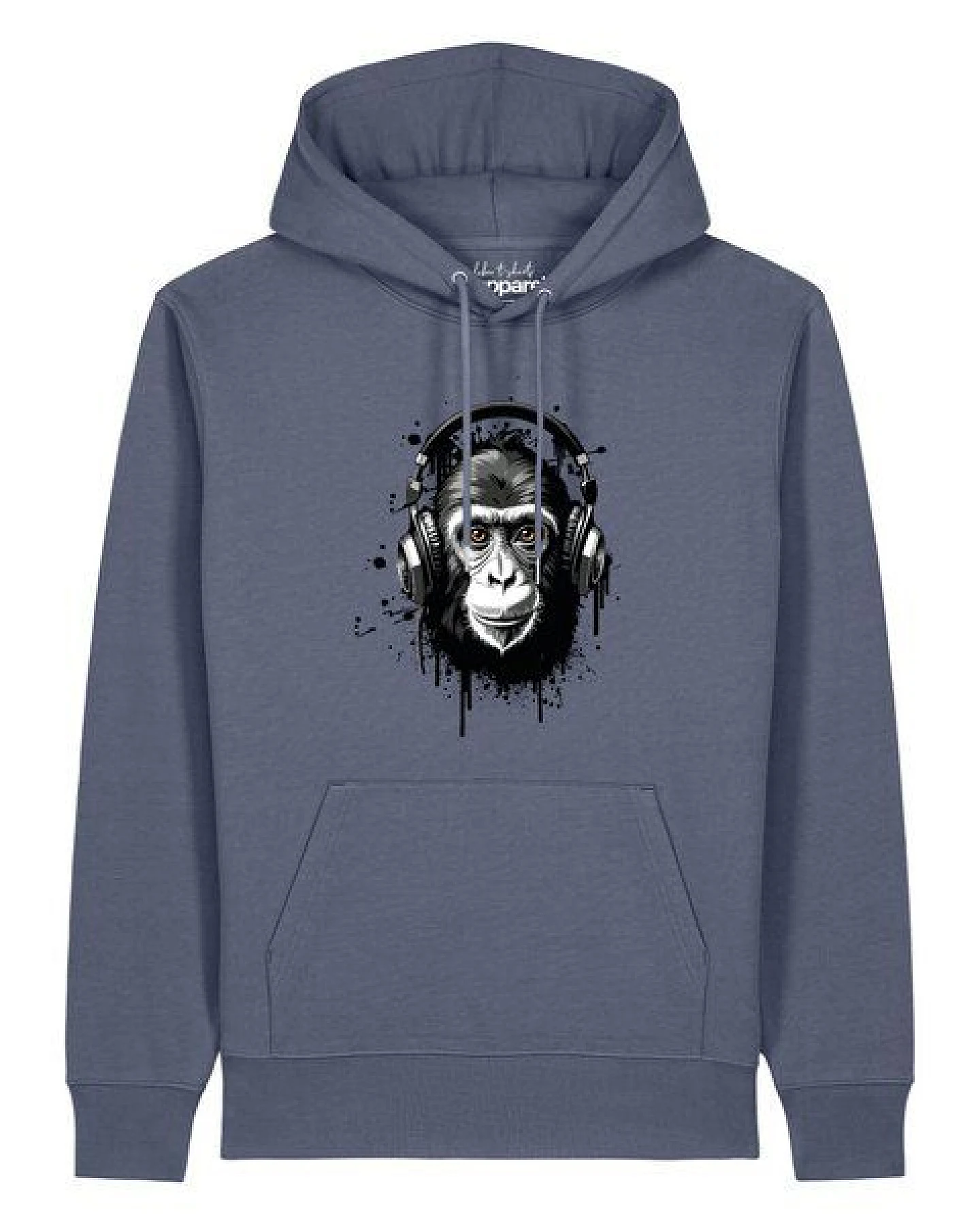 watapparel Hoodie Unisex Affe hört Musik – Ansicht 2