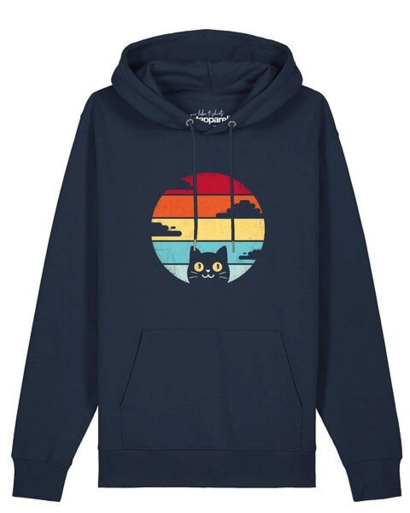 watapparel Hoodie Unisex Retro Sunset Cat – Ansicht 2