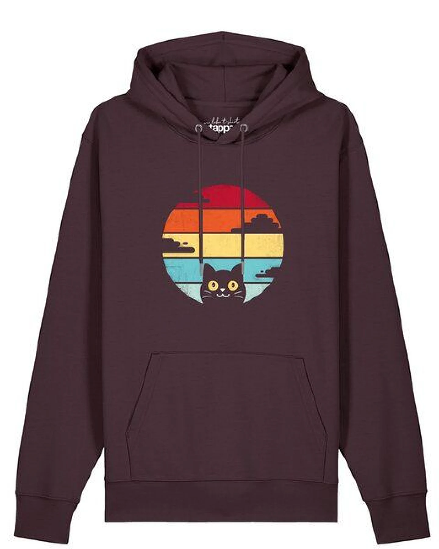 watapparel Hoodie Unisex Retro Sunset Cat – Ansicht 2