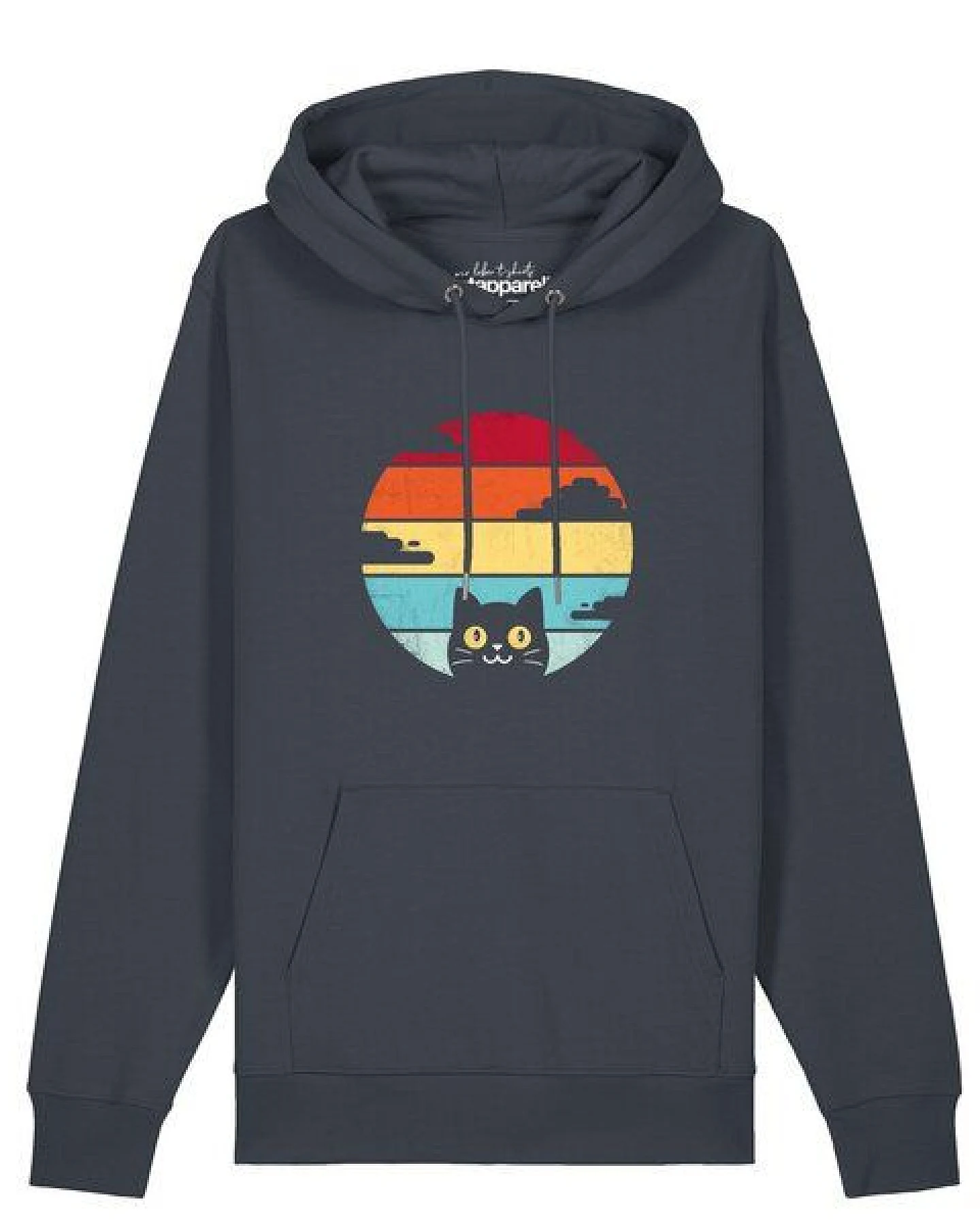 watapparel Hoodie Unisex Retro Sunset Cat – Ansicht 2
