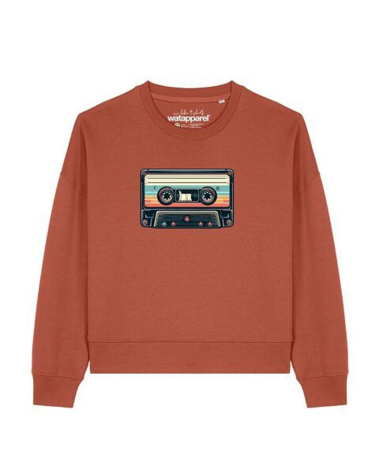 watapparel Sweatshirt Frauen Retro Kassette – Ansicht 2