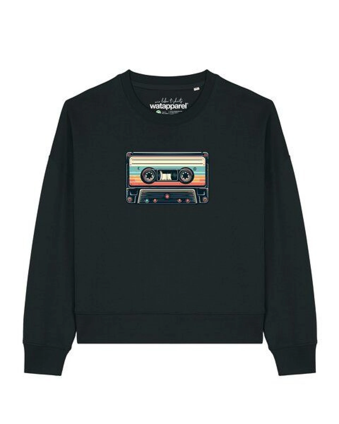 watapparel Sweatshirt Frauen Retro Kassette – Ansicht 2