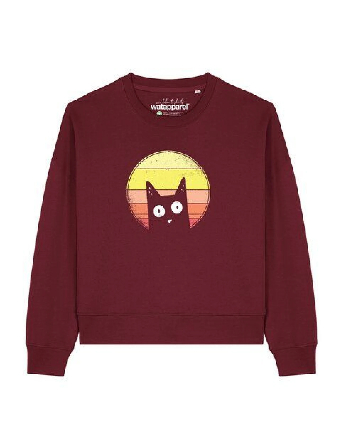 watapparel Sweatshirt Frauen Sunset Cat – Ansicht 2