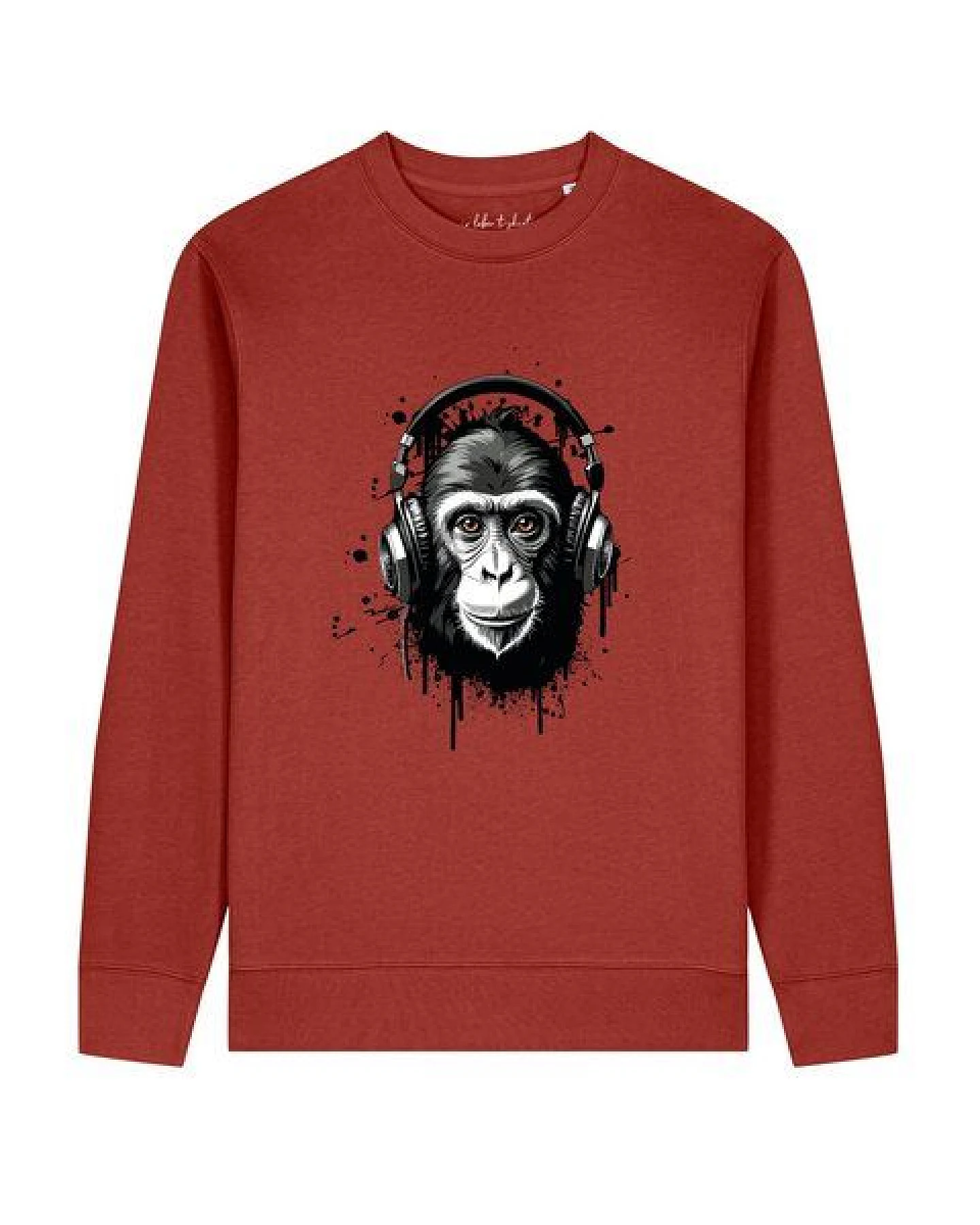 watapparel Sweatshirt Unisex Affe hört Musik – Ansicht 2