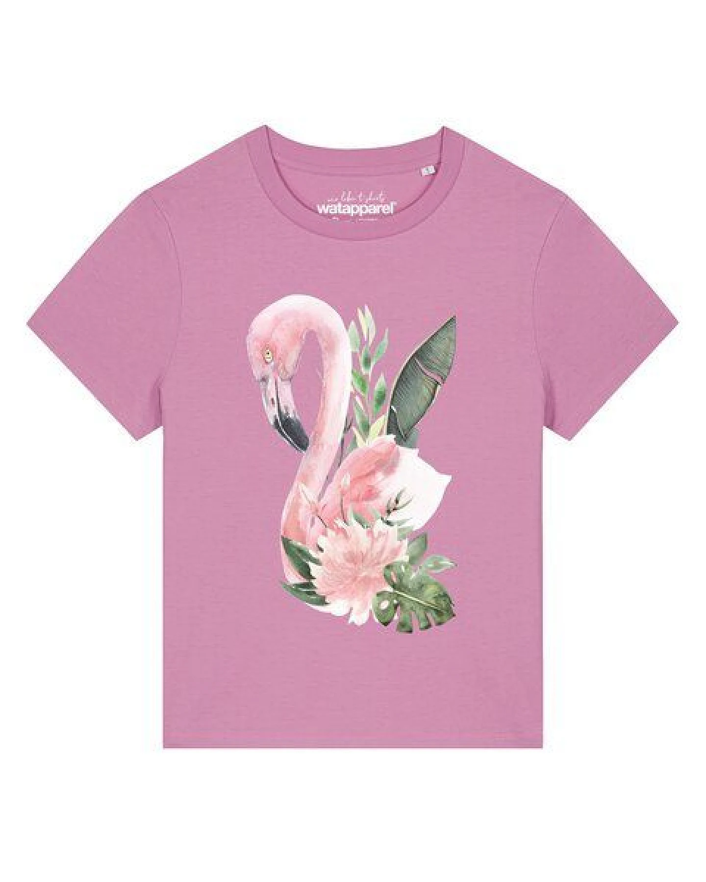 watapparel T-Shirt Frauen Flamingo mit Blumen – Ansicht 2