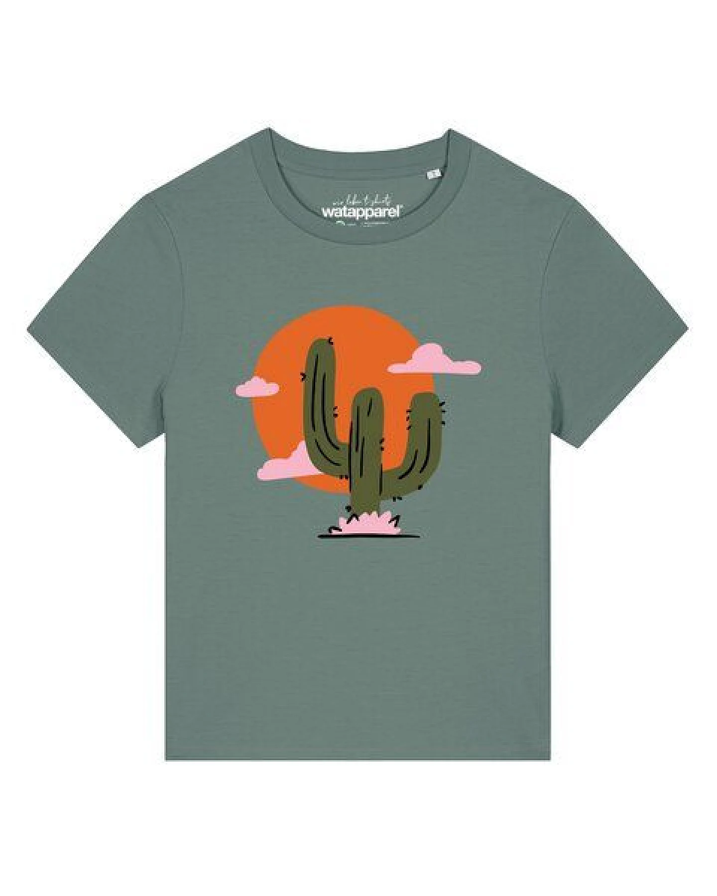 watapparel T-Shirt Frauen Kaktus im Sonnenuntergang – Ansicht 2