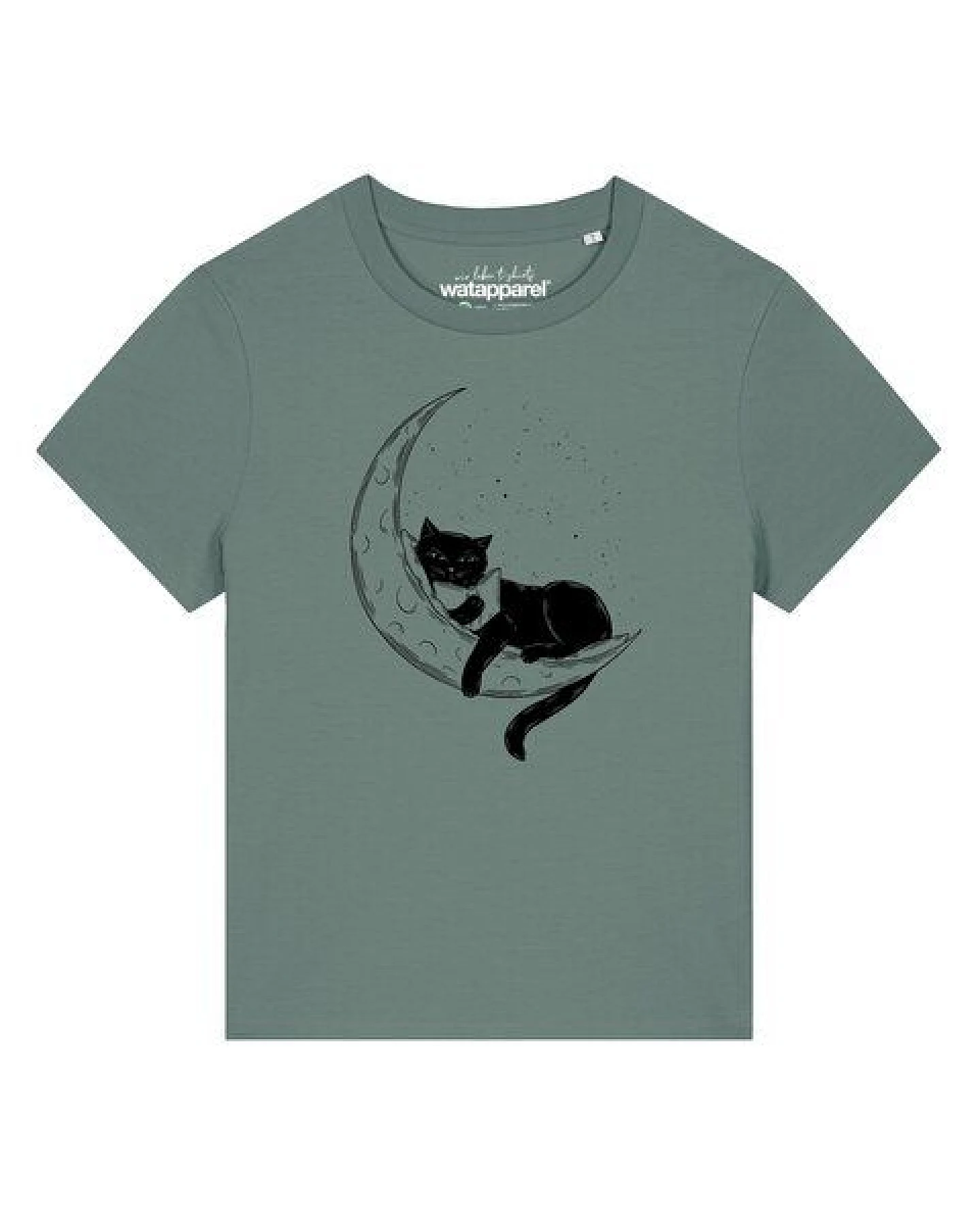 watapparel T-Shirt Frauen Katze auf dem Mond – Ansicht 2