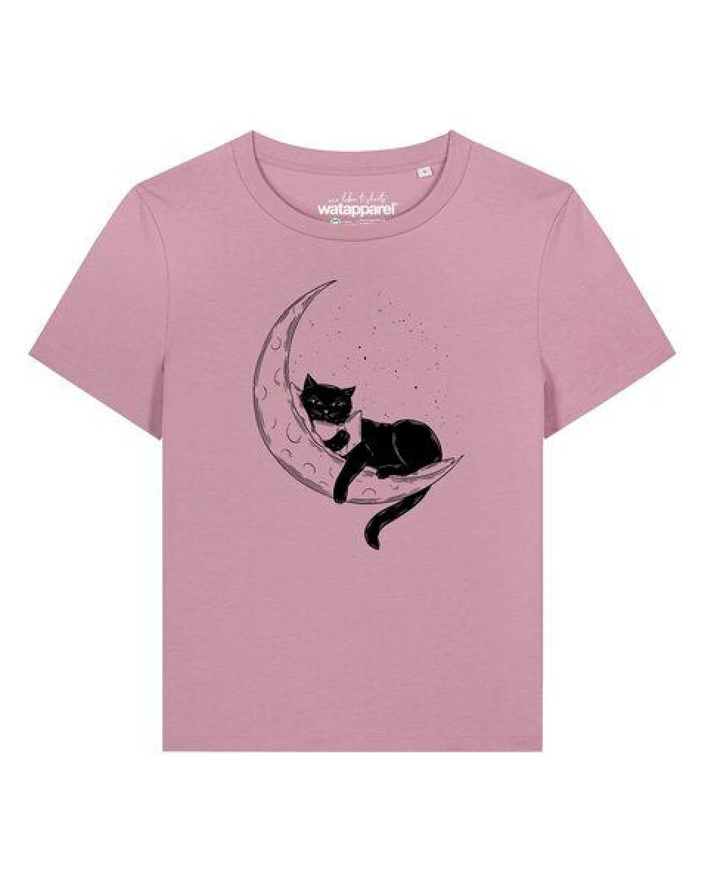 watapparel T-Shirt Frauen Katze auf dem Mond – Ansicht 2