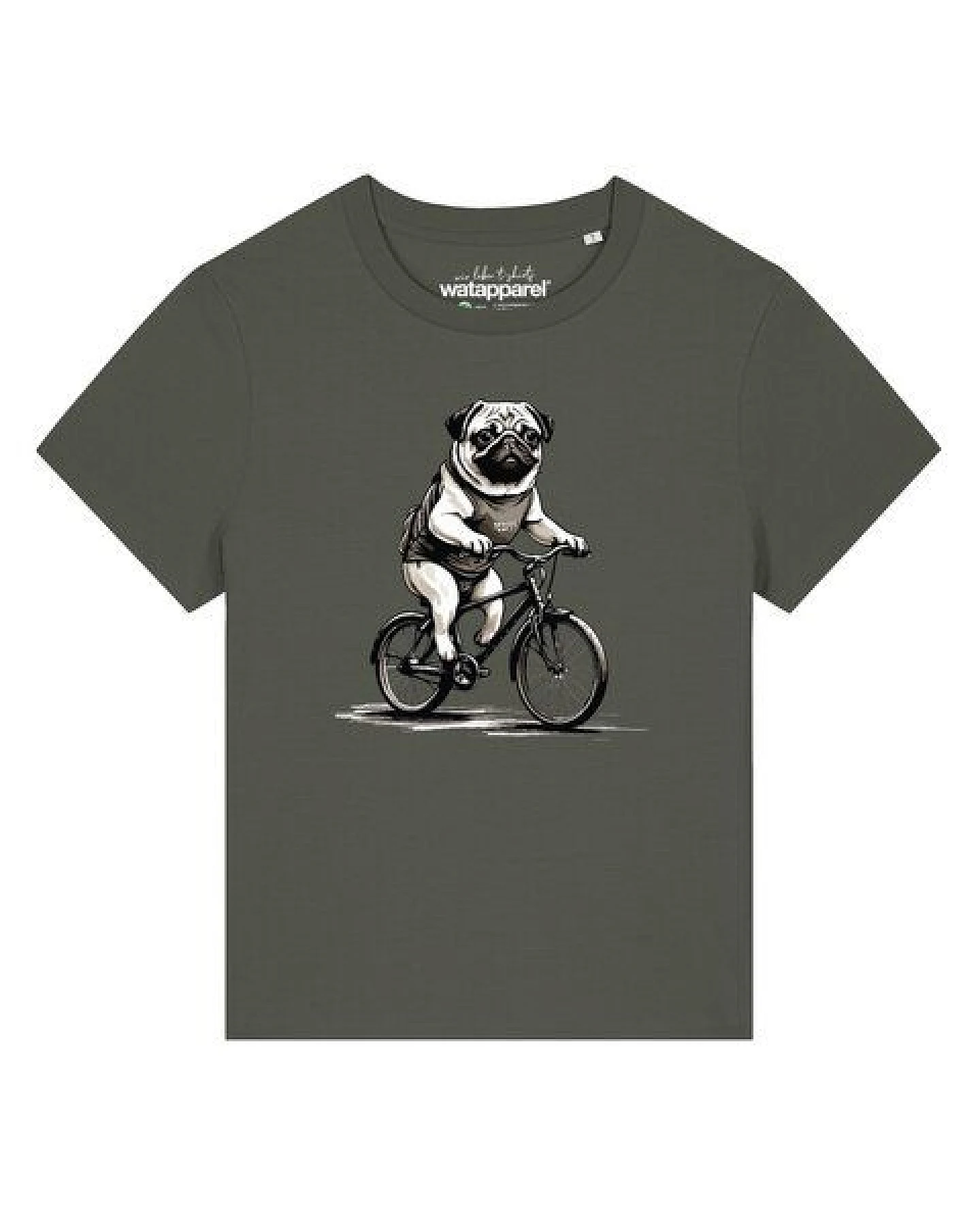 watapparel T-Shirt Frauen Mops auf Fahrrad – Ansicht 2