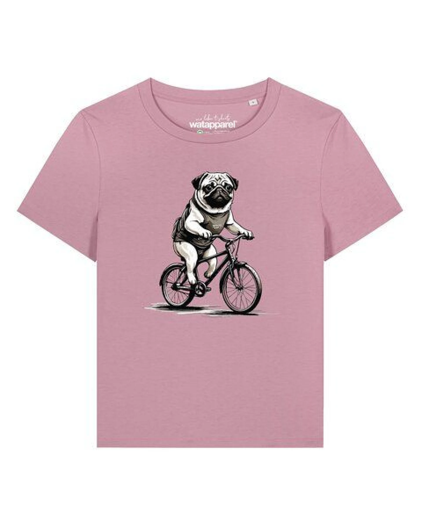 watapparel T-Shirt Frauen Mops auf Fahrrad – Ansicht 2