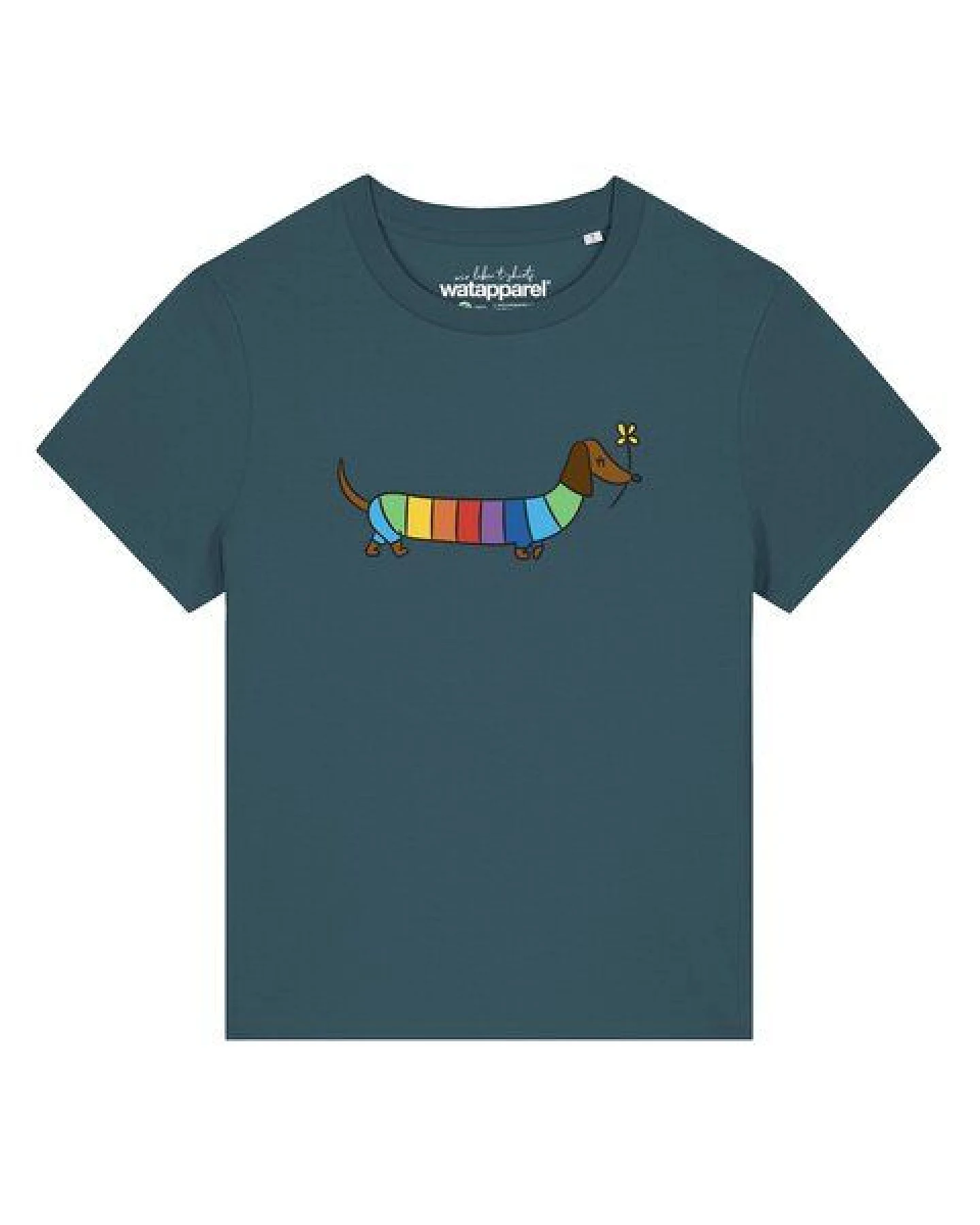 watapparel T-Shirt Frauen Regenbogen Dackel – Ansicht 2
