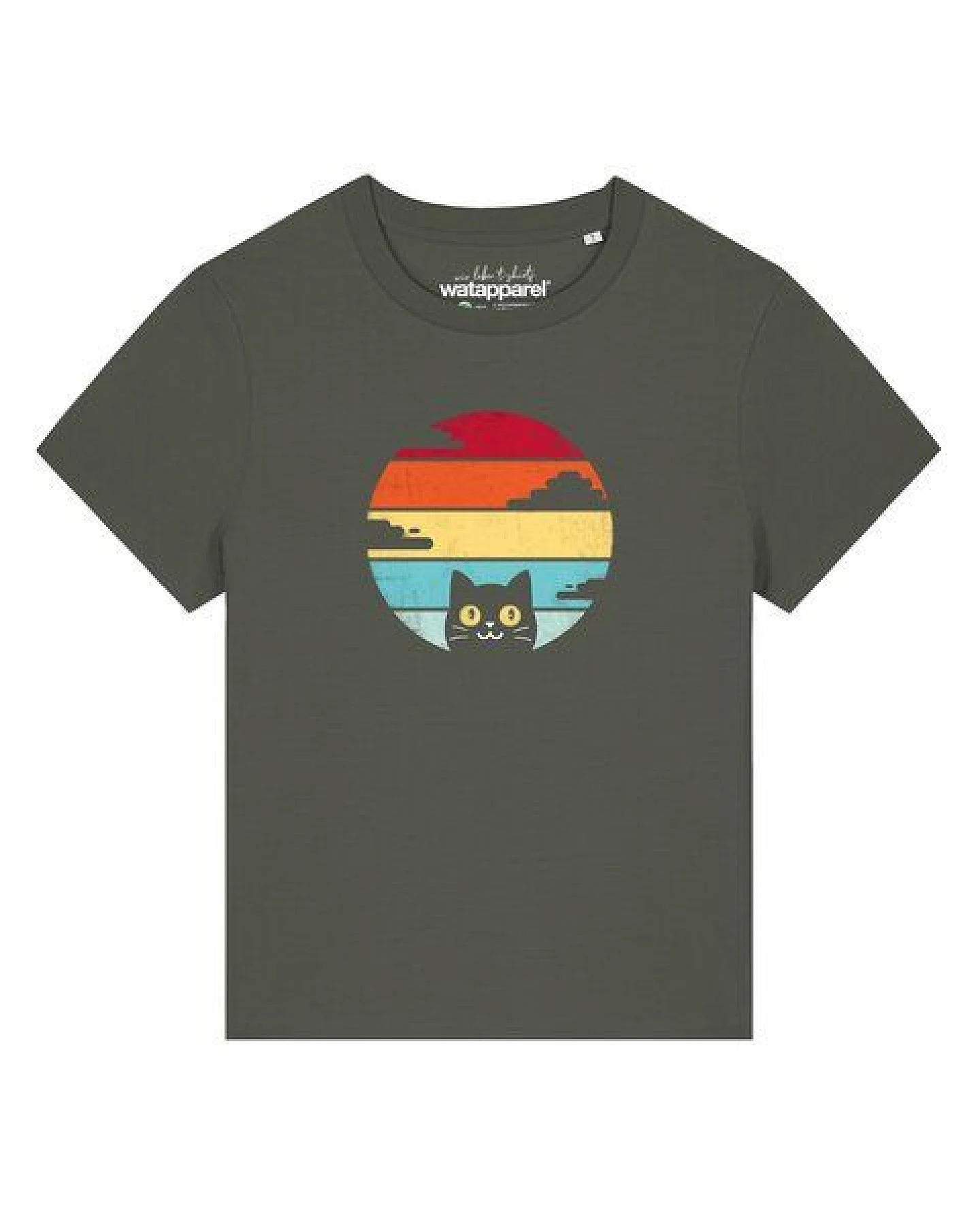 watapparel T-Shirt Frauen Retro Sunset Cat – Ansicht 2