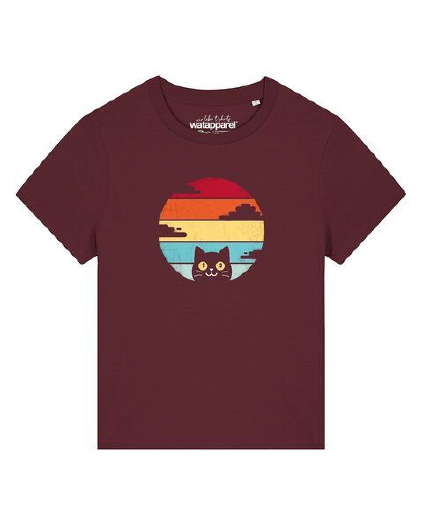 watapparel T-Shirt Frauen Retro Sunset Cat – Ansicht 2