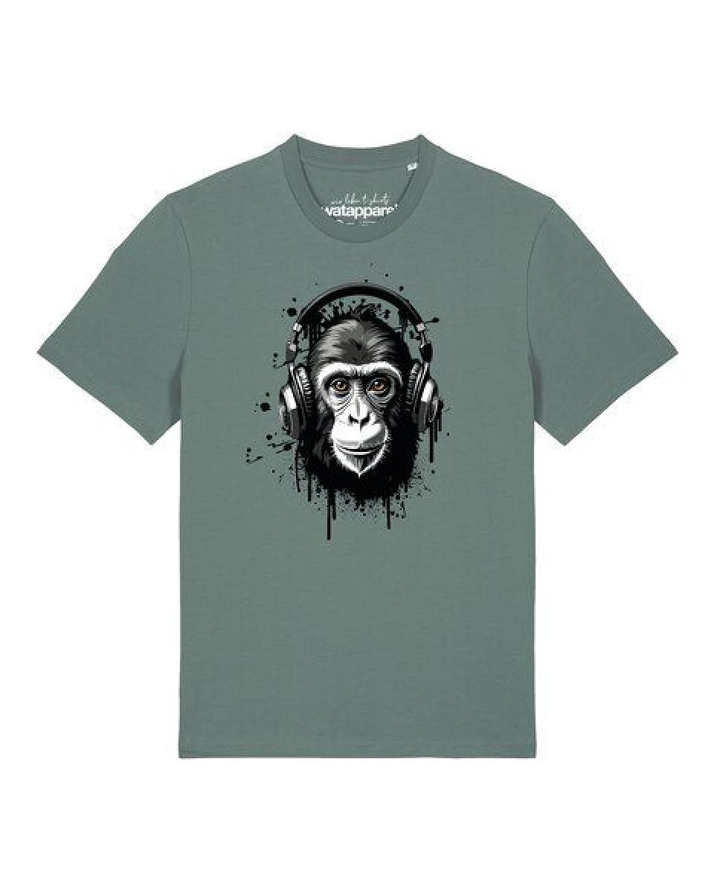 watapparel T-Shirt Unisex Affe hört Musik – Ansicht 2