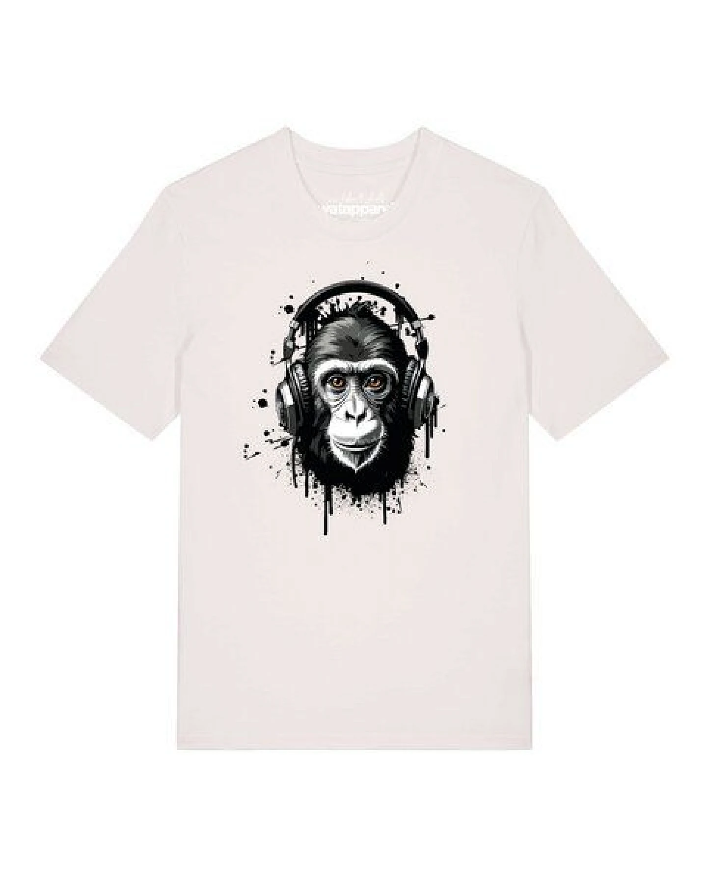 watapparel T-Shirt Unisex Affe hört Musik – Ansicht 2