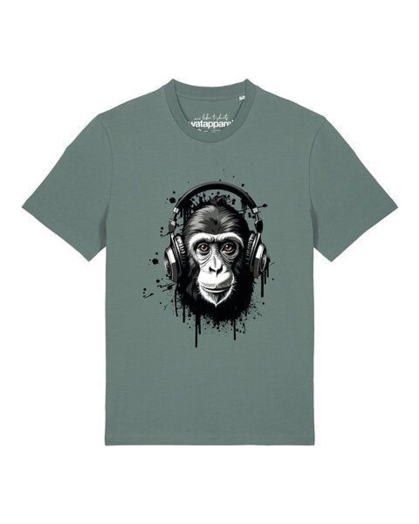 watapparel T-Shirt Unisex Affe hört Musik – Ansicht 2
