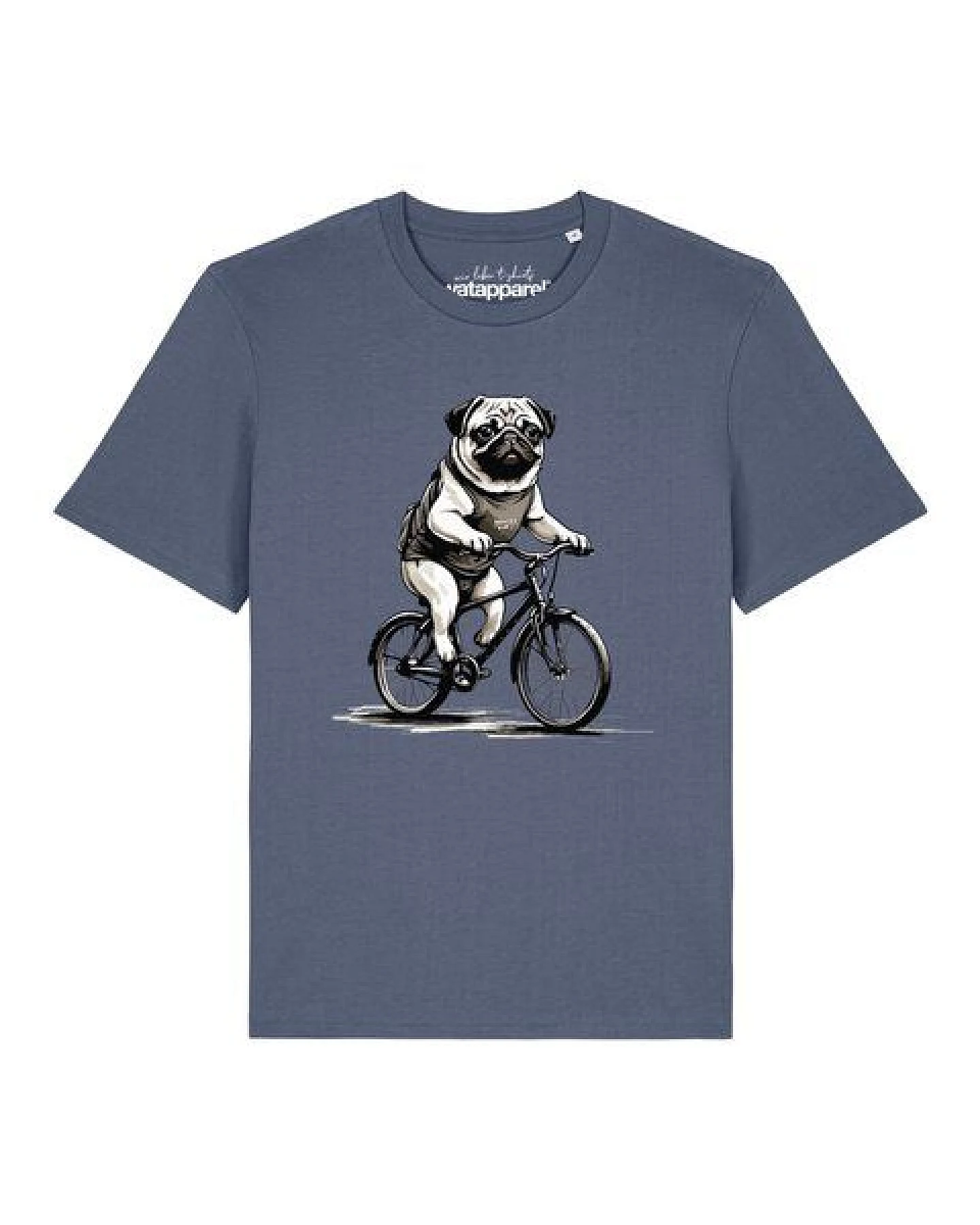 watapparel T-Shirt Unisex Mops auf Fahrrad – Ansicht 2