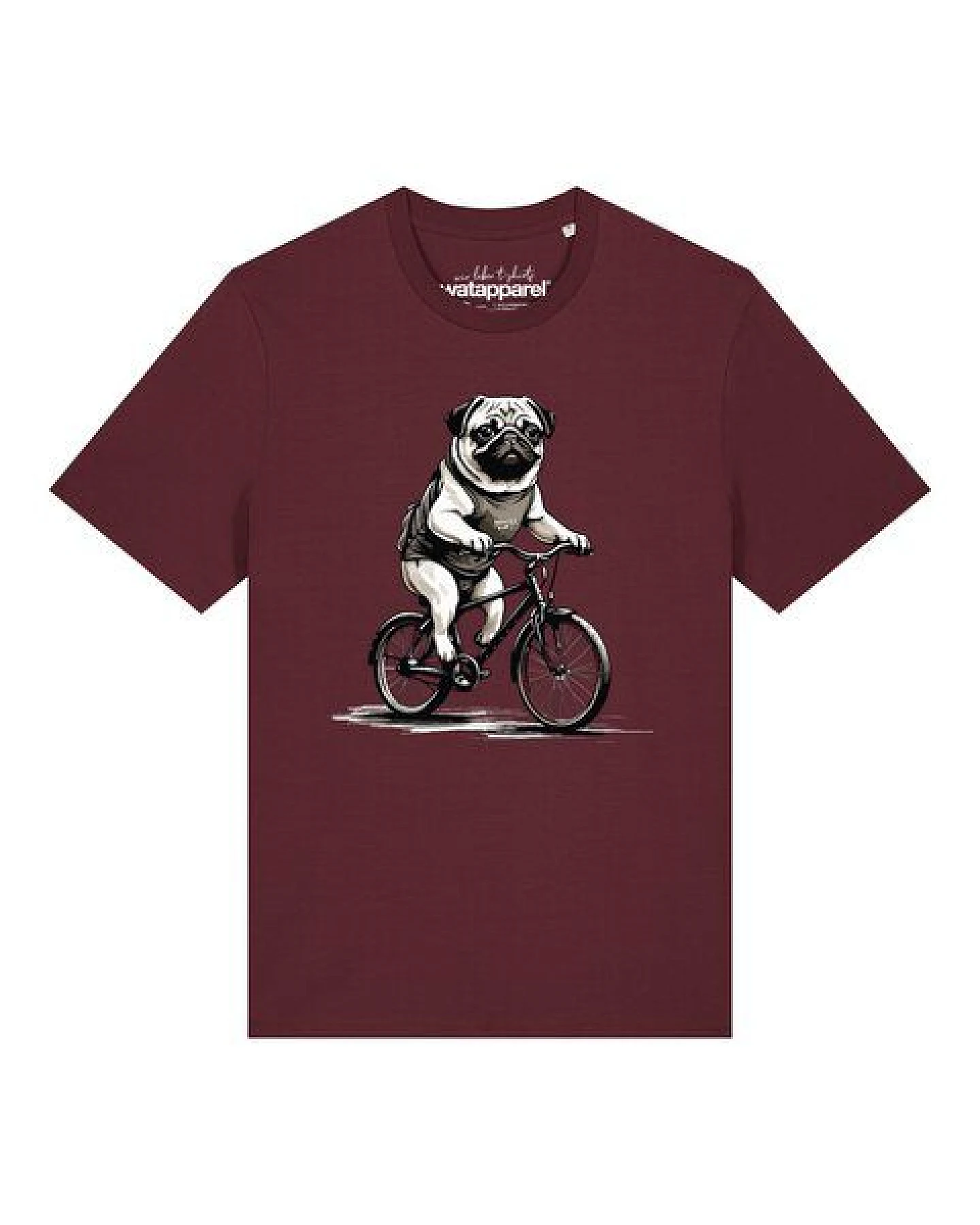 watapparel T-Shirt Unisex Mops auf Fahrrad – Ansicht 2