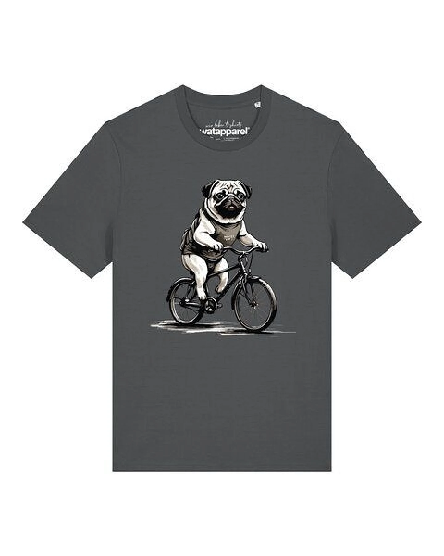 watapparel T-Shirt Unisex Mops auf Fahrrad – Ansicht 2