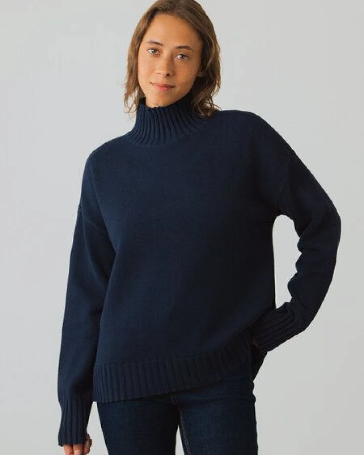 Honest Basics Damen Mock-Pullover aus Bio-Baumwolle