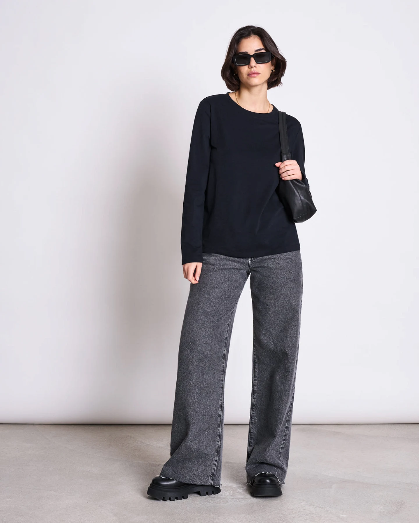 JAN 'N JUNE Damen vegan Longsleeve Brushed Boy Schwarz – Ansicht 2