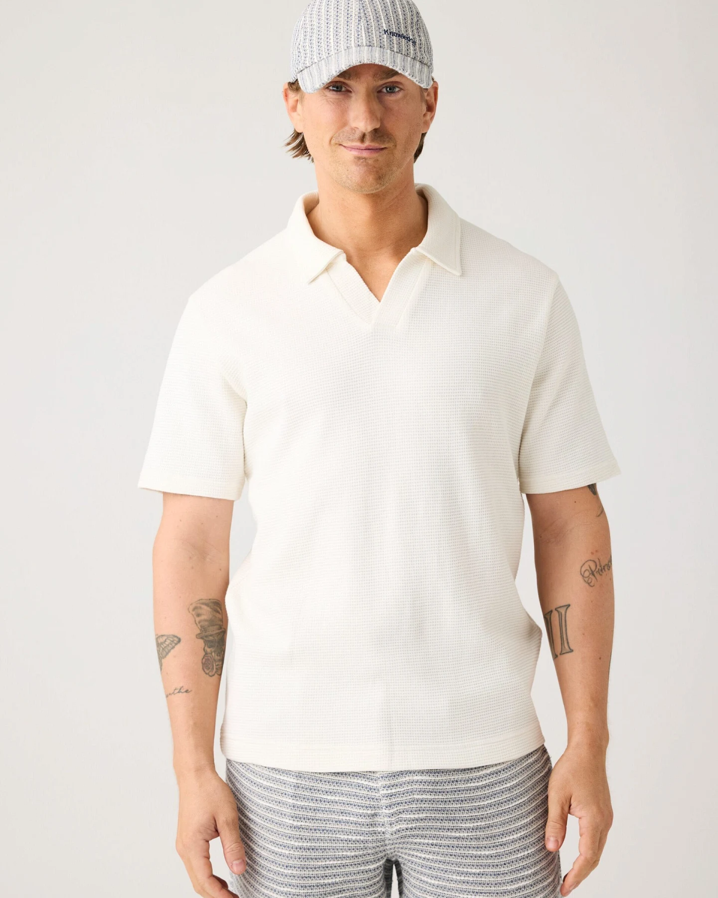 KnowledgeCotton Apparel Herren vegan Poloshirt Waffelreiher Weiß – Ansicht 2